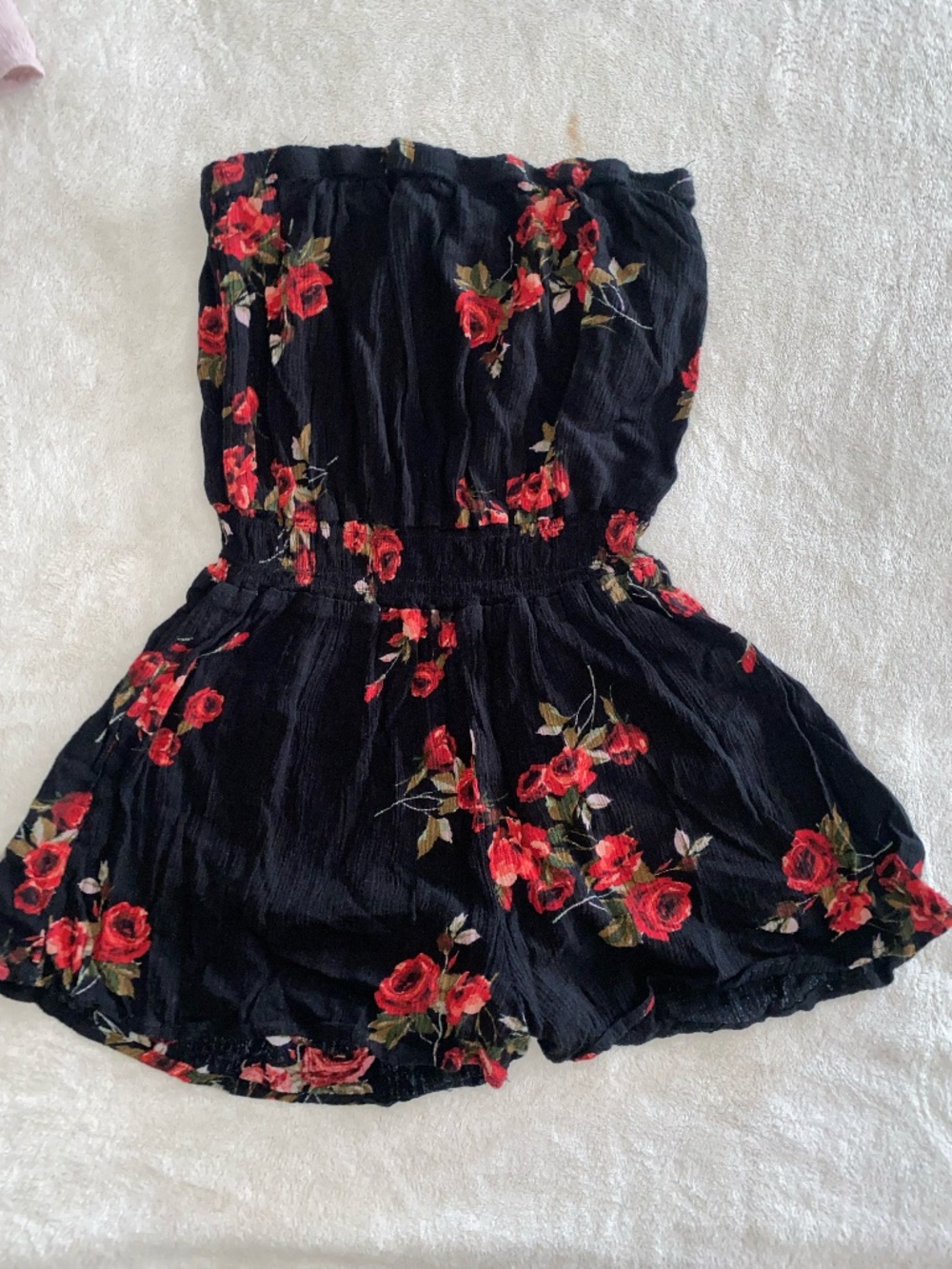 Red Rose Black Romper